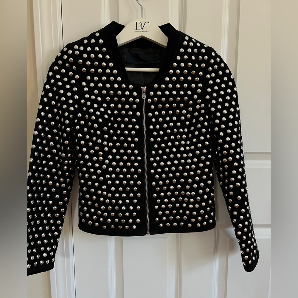 Zara Black Studded Leather Jacket